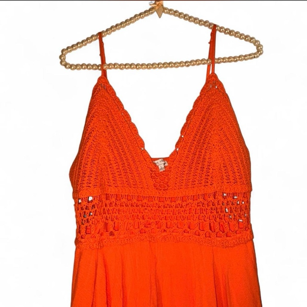 Love Tree Orange Crochet Spaghetti Strap Dress - Size L ๐งก๐ - Picture 5 of 6